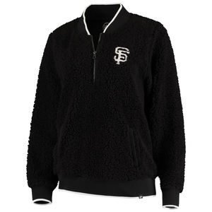 Women's San Francisco Giants '47 Black Sherpa Quarter-Zip Sweatshirt